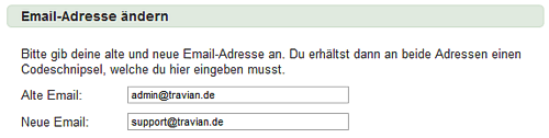 eMailadresse ändern